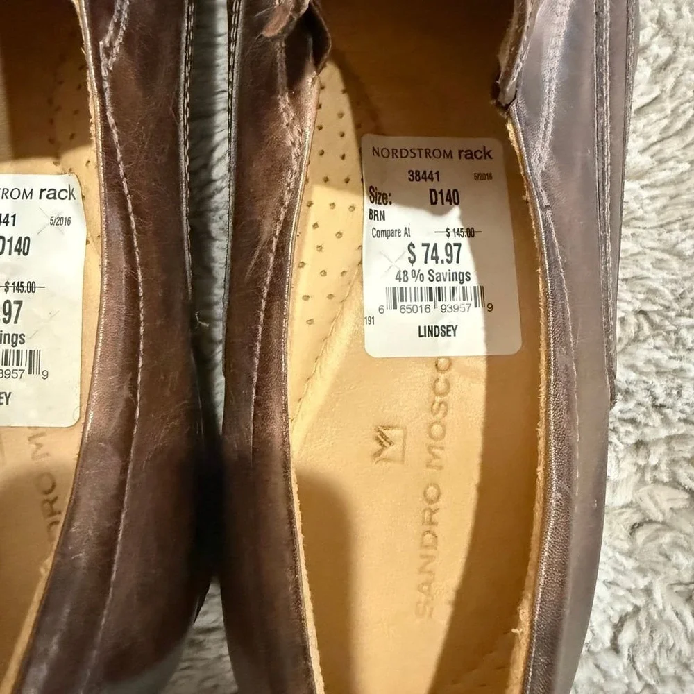 Sandro Moscoloni LIndsey Brown Latego Leather‎ Loafer Shoes Mens Sz 14D Brazil